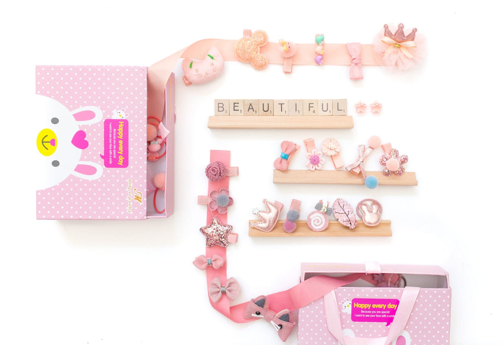 Kids Hair Accessories Gift Box For Girls | 18Pcs | Gift Set For Kids 0-10 Years