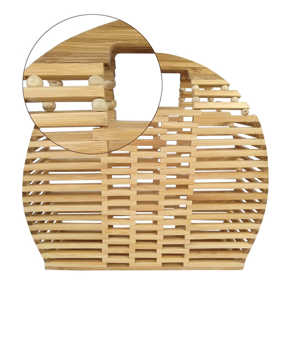 Bamboo Handbags & Purses | Wooden Summer Beach Tote & Clutch Bags for Women (Semi Circle)