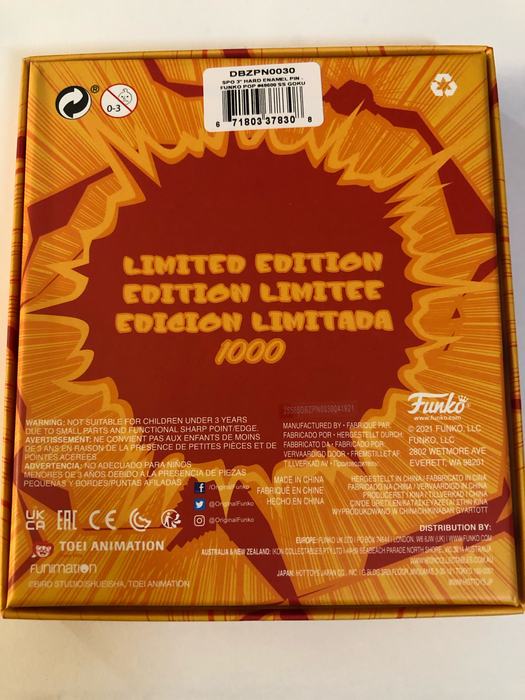 Pop! Pin Animation: Dragon Ball Z - Super Saiyan Goku (First Appearance) Glow in the Dark SPO Exclusive Limited Edition 1000 pcs