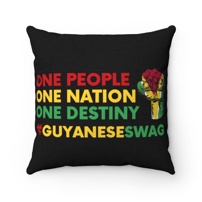 Guyana Motto "One People One Nation One Destiny" Spun Polyester Square Pillow