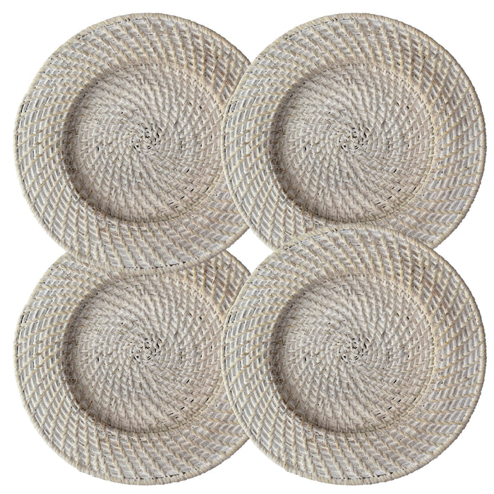 Round Wicker Charger | Woven Rustic Dinnerware Tableware for Dinner, Party, Wedding