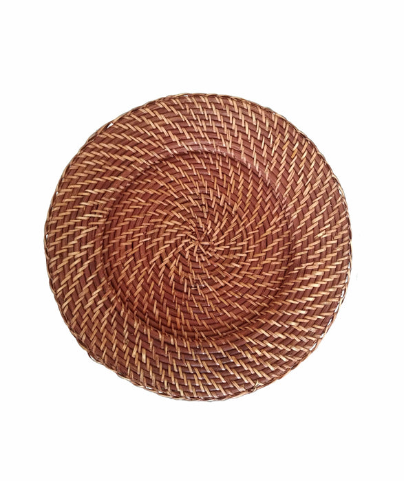 Round Wicker Charger | Woven Rustic Dinnerware Tableware for Dinner, Party, Wedding