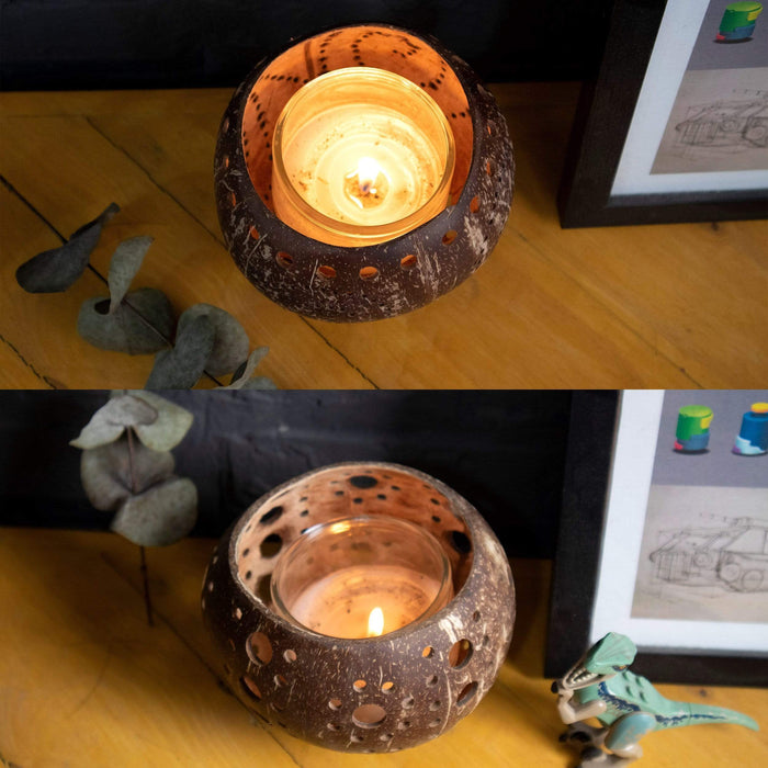 Coconut Candle Holder Lantern Birdcage Shape for Home Decor