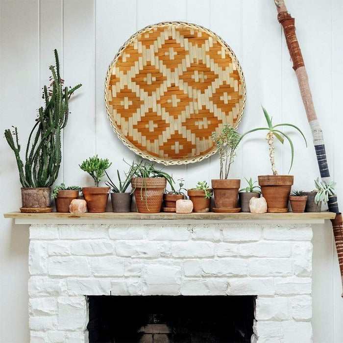 Bamboo Woven Round Basket Tray Rustic Boho Decor Wall Hanging Home Decoration