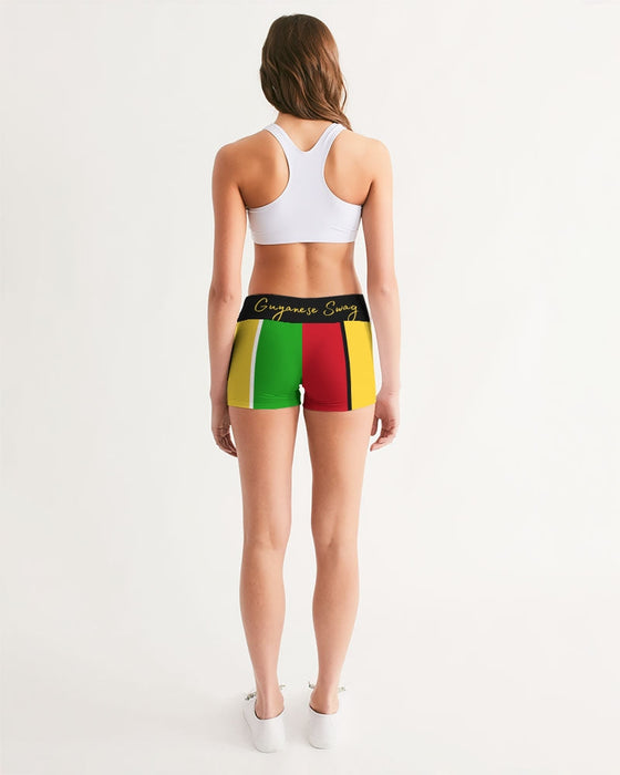 Guyanese Swag Ice Gold Green Women's Mid-Rise Yoga Shorts