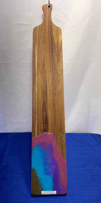 Long Rectangle Breadboard, Cheese Board Handmade Wood and Resin