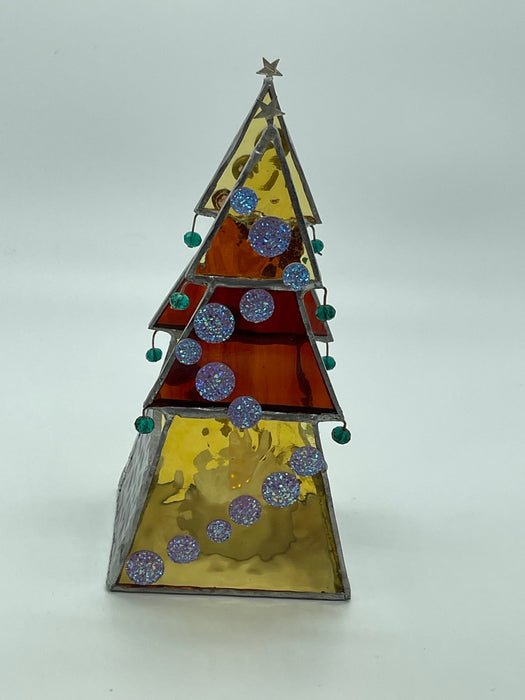 Christmas Tree Leadlight, Tea Light or Serviette Holder.