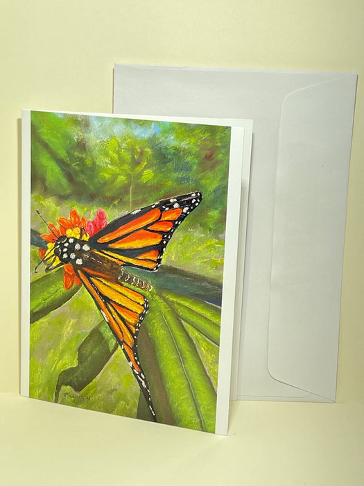 Gift Card with Pastel Drawing of a Butterfly. Blank Card.