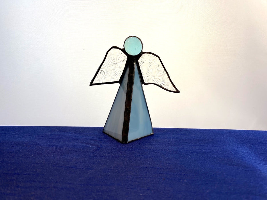 Blue Leadlight Angel Tea Light