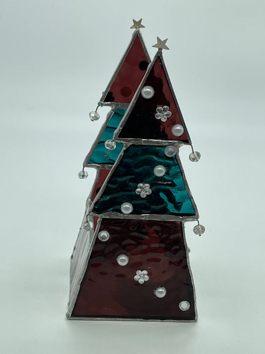 Christmas Tree Leadlight, Tea Light or Serviette Holder.