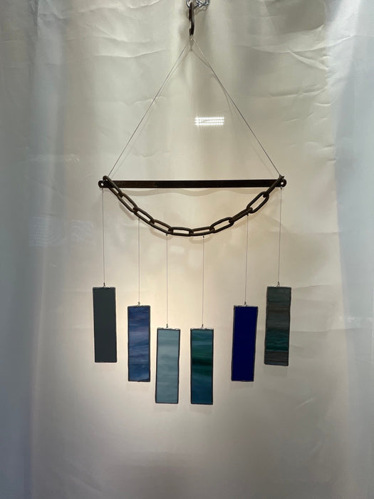 Wind Chime Made From Upcycle Steel & Stained Glass