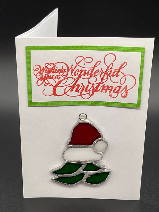 Merry Christmas Leadlight, Sun Catcher Gift Card. Blank