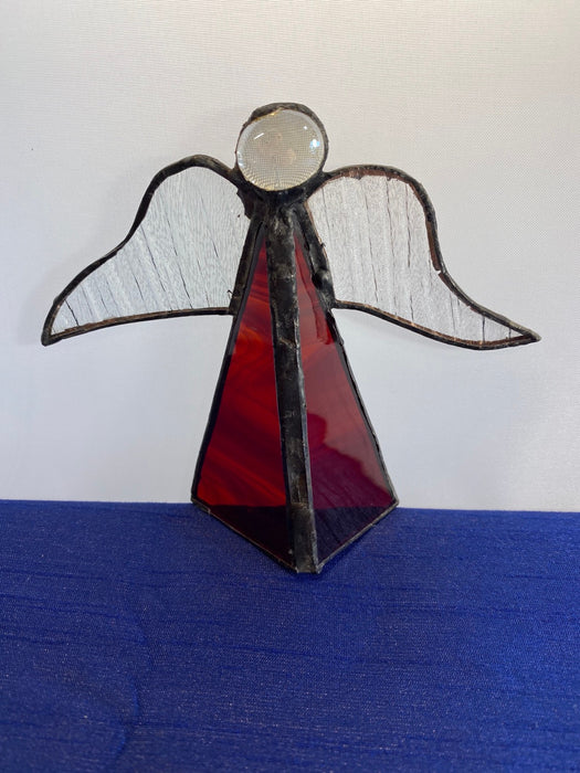 Burgandy Angel leadlight Tea Light