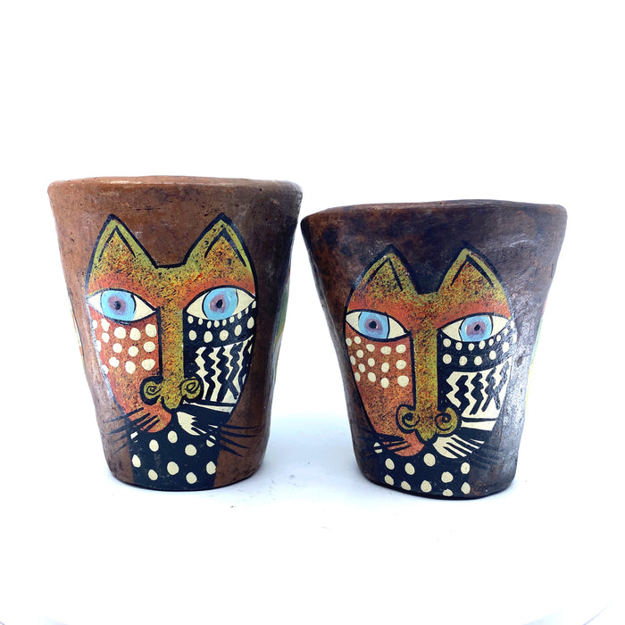 Handmade African Ceramic Cat Planter/ Pot