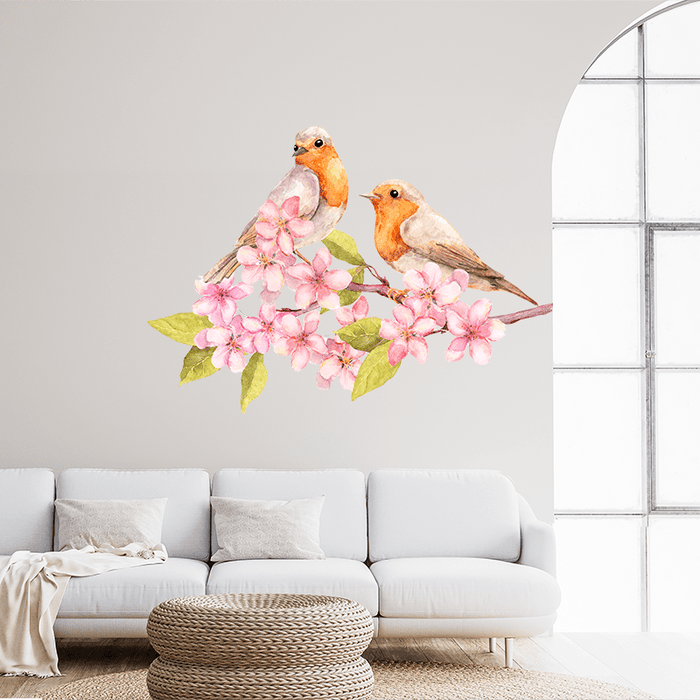 Birds on a Cherry Blossom Branch