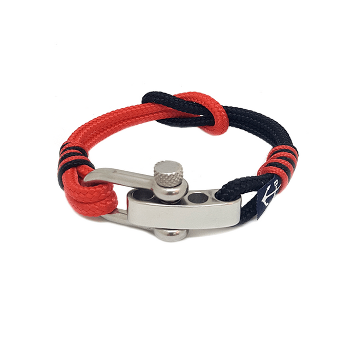 Adjustable Shackle Black and Red Bracelet