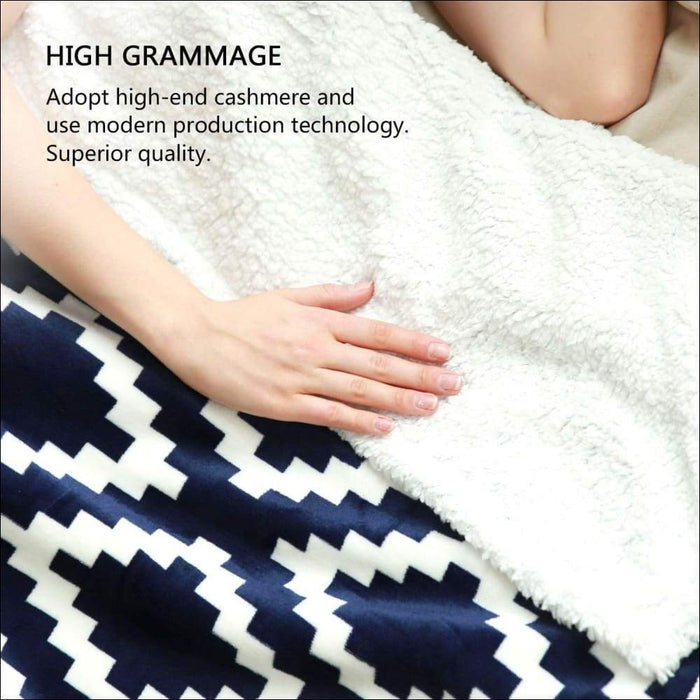 Navy Blue Sherpa Fleece Throw Blanket