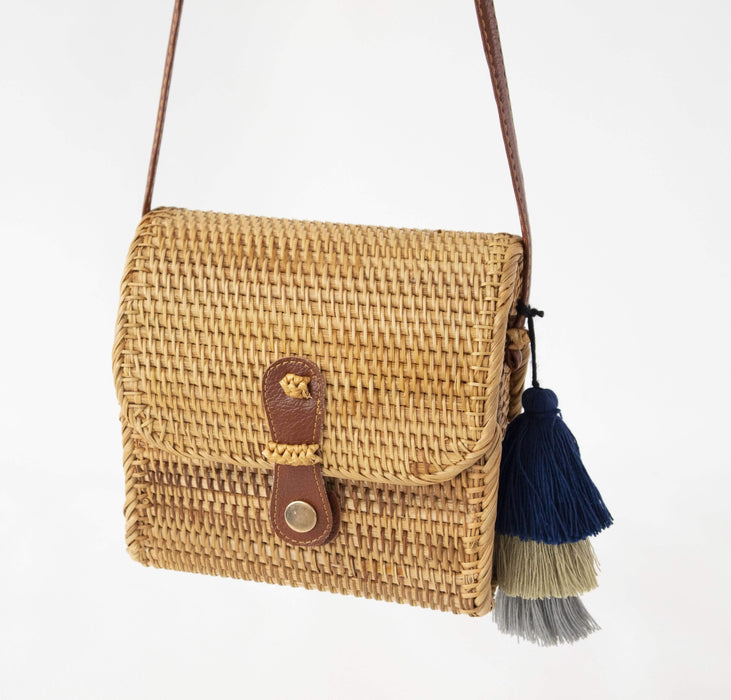 Oval Straw Bag Purse |  Wicker Cylinder Rattan Crossbody Handbags