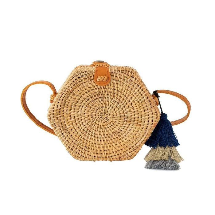 Oval Straw Bag Purse |  Wicker Cylinder Rattan Crossbody Handbags