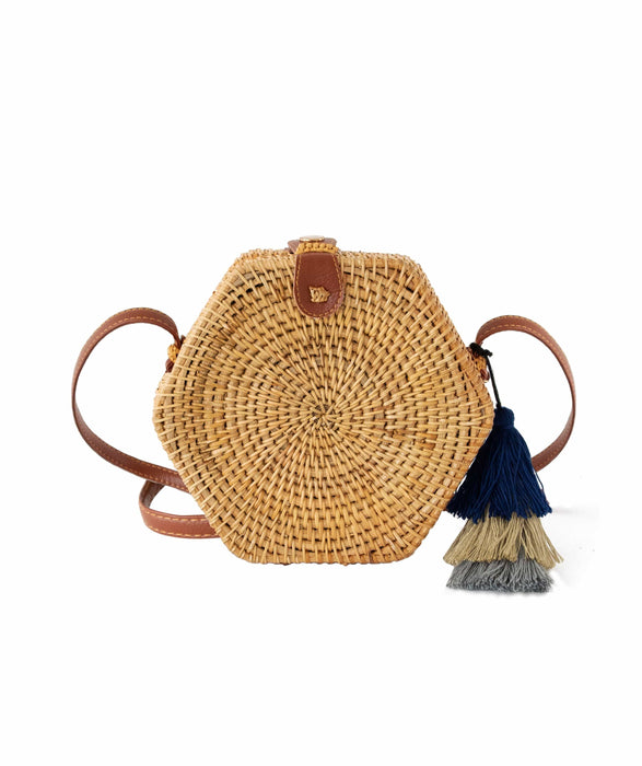 Oval Straw Bag Purse |  Wicker Cylinder Rattan Crossbody Handbags