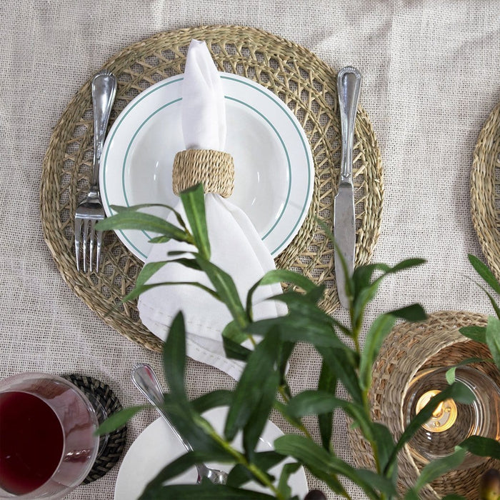 Round Seagrass Placemats , Table Decoration Charger Plate Alternative (Set 4)