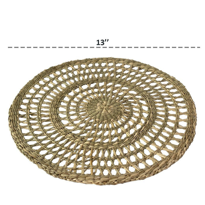 Round Seagrass Placemats , Table Decoration Charger Plate Alternative (Set 4)