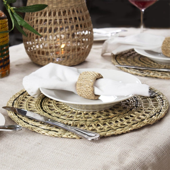 Round Seagrass Placemats , Table Decoration Charger Plate Alternative (Set 4)