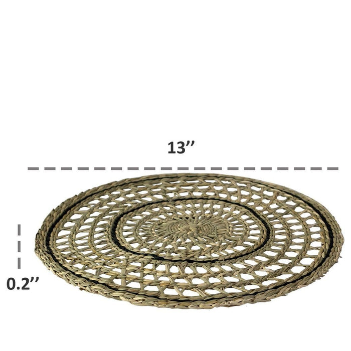 Round Seagrass Placemats , Table Decoration Charger Plate Alternative (Set 4)