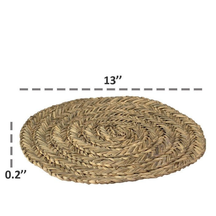 Round Seagrass Placemats , Table Decoration Charger Plate Alternative (Set 4)