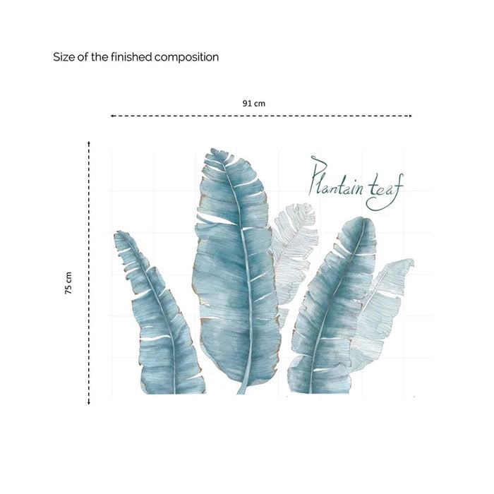 Blue Aquarelle Plantain Leaves