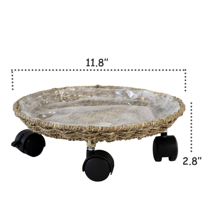 Set 2 Round Planter Caddy Wheels Heavy Duty Plant Pot for Indoor Garden and Balcony Decor