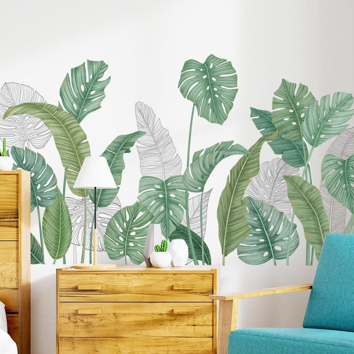 Gorgeous Tropical Leaves in Contour and Aquarelle