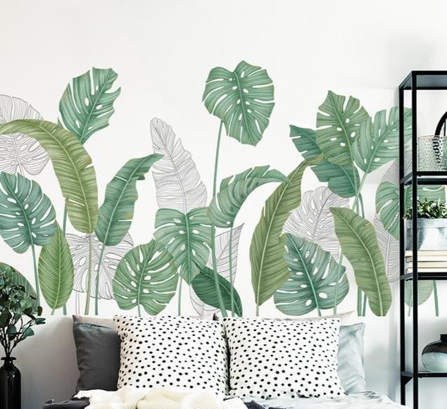 Gorgeous Tropical Leaves in Contour and Aquarelle