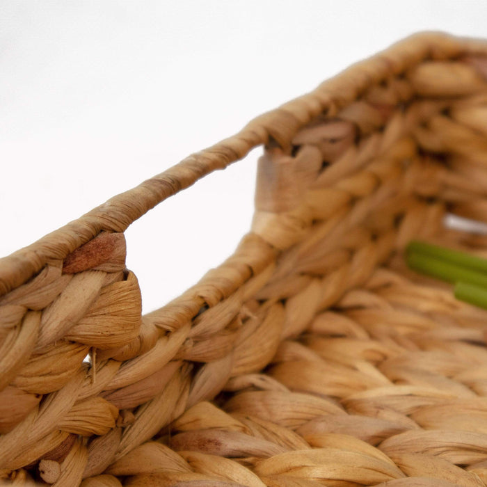 Wicker Serving Trays w Handles | Handwoven Rectangular Serving Platter Trays for Dining Table