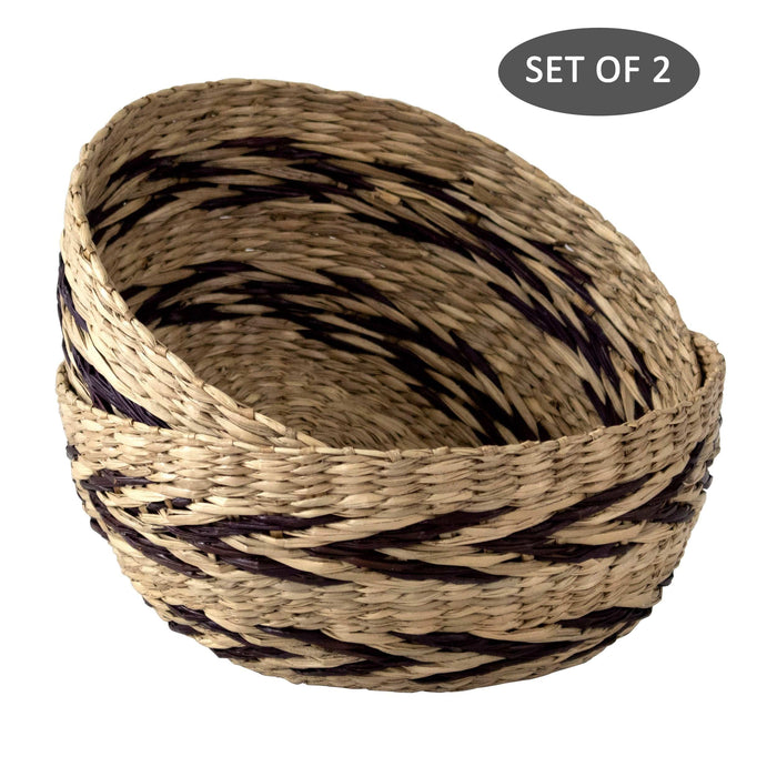 Set 2 Seagrass Woven Fruit Basket Bowls