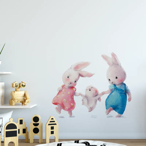 Rabbit family wall decal