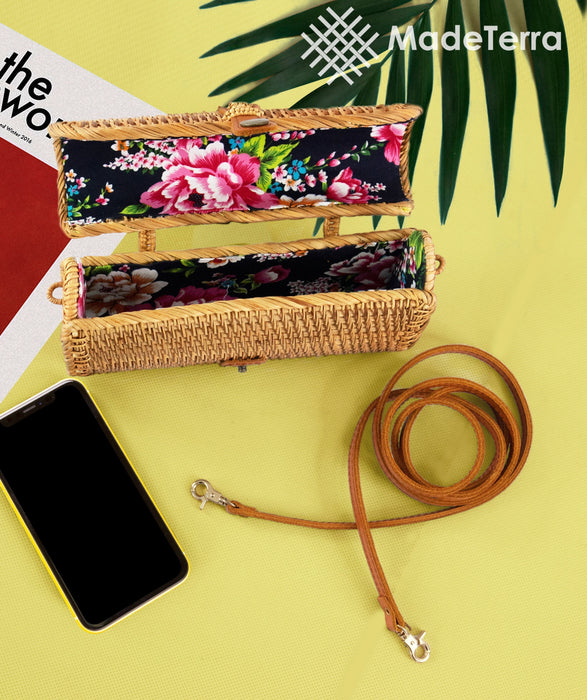 Rattan Clutch Purse & Bag | Straw Wicker Evening Clutch Bag (Vietnamese Pattern)