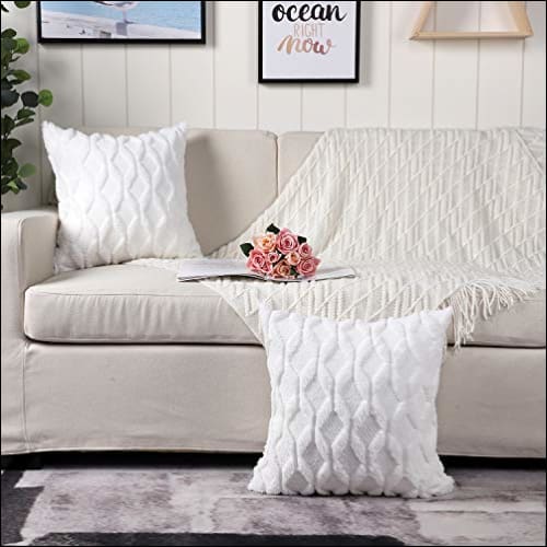 White Wool Velvet 2PC Throw Pillow Cover Set