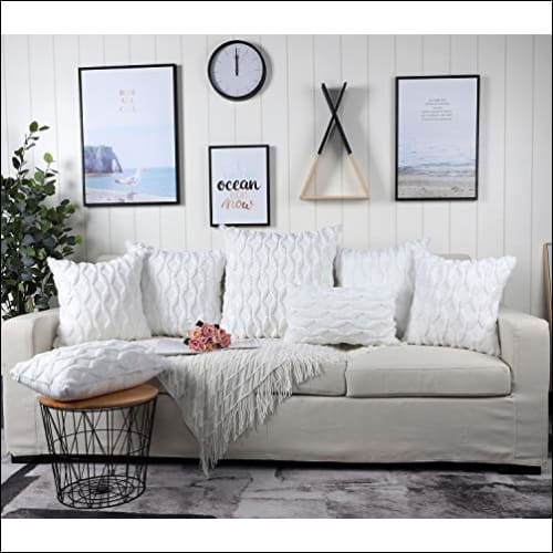 White Wool Velvet 2PC Throw Pillow Cover Set