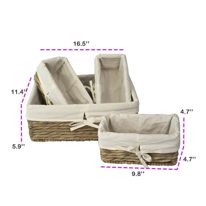 Water Hyacinth Storage Container Baskets with Liner - Multi-funtional storage solution for Home Decor