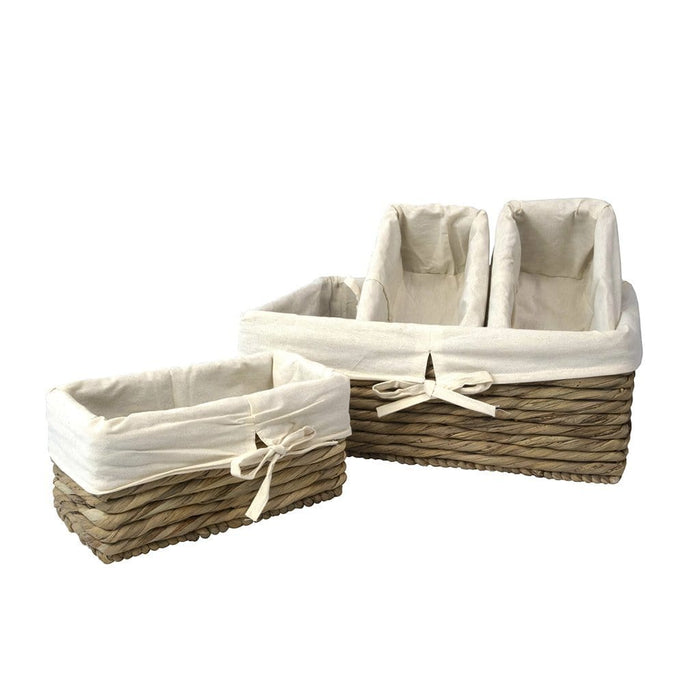 Water Hyacinth Storage Container Baskets with Liner - Multi-funtional storage solution for Home Decor